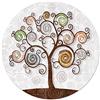 Lupia - Sottotutto Decorato Albero della Vita in Legno Rotondo sotto Bicchiere, Piatto, pentola Tree White 32 cm 1 pz