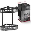 Tesa ALUXX BLACK Doppia Mensola Angolare per Doccia con montaggio a parete senza foratura, nero opaco - Per bagni in stile industriale e moderno - Con soluzione adesiva - 163 mm x 260 mm x 170 mm
