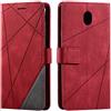 SONWO Cover per Galaxy J7 2017, Flip Caso in PU Pelle Case Cover Portafoglio Custodia per Samsung Galaxy J7 2017, [Kickstand] [Slot per Schede], Rosso