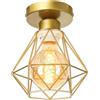 TOKIUS Plafoniera E27 Vintage Lampadario da soffitto Industriel Design Lampadario a sospensione Metallo Gabbia Ø160mm Per Salotto Cucina Camera