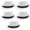 Geebuzz Confezione da 5 cappelli Fedora a tesa corta, per uomini e donne, classici estivi, da spiaggia, da sole Panama Gatsby Fedora, Confezione da 5 pezzi, colore, Medium-Large