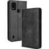 GOKEN Cover per ZTE Blade A51, Custodia Folio in Pelle Flip Wallet Libro Case con Portafoglio, Premium PU/TPU Magnetica Cover con Supporto di Stand/Carte Slot (Nero)