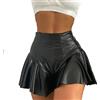 FYMNSI Pantaloncini da donna in pelle effetto pelle lucida PU pantaloni push up hot pants sexy a vita alta mini pantaloncini carnevale danza discoteca gogo clubwear, 1# nero., M