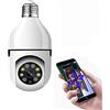 DISCORAMA TELECAMERA A LAMPADINA 360°, TELECAMERA DI SORVEGLIANZA WIRELESS CON CONTROLLO REMOTO TRAMITE APP 1080P, TELECAMERA LAMPADINA E27