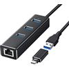 Gobikey Hub USB 3.0 con 3 porte, in alluminio, USB RJ45 Gigabit Ethernet, adattatore di rete LAN USB C Ethernet per Chromebook Mac Windows7/8/10, Ultrabooks PC e altri dispositivi