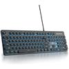SOLIDEE Tastiera a membrana,macchina da scrivere punk a grandezza naturale 104 tasti,tastiera computer con tasti rotondi,retroilluminata a LED per PC/Win/Mac/Laptop(Americana QWERTY)(V300 Black)