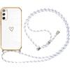 Pnakqil Cover con Laccio Compatibile con Samsung Galaxy S20 FE 5G, Cuore Silicone Custodia con Cordino Collana Tracolla Antiurto per Samsung S20 FE 6.5 Pollic Donna Case, Bianco