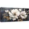 FajerminArt Grande Stampa su Tela Con Cornice Vintage Bianco Peonia I Fiori Astratto Quadri Moderni Immagine pittura su tela soggiorno camera da letto Cucina ristorante Decorazione Murale 120x50cm