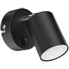 ledscom.de Spot da parete WAIKA con interruttore nero opaco + lampada GU10 LED bianco caldo 3 livelli di dimmerazione: max. 500lm ciascuno