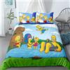 MeeTe I Simpsons Copripiumino Matrimoniale Singolo + 2 Federe 65x65cm Set da Letto per 2 Persone Cotone E Lino Lavato (Matrimoni(200x200cm),Simpson 05)