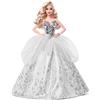 Barbie- Magia delle Feste 2021, Bambola Barbie con Capelli Biondi e Ondulati, Vestito Argentato, da Collezione, Giocattolo per Bambini 6+Anni, GXL18