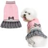 PAWCHIE Vestito maglione per cani con papillon, maglione a collo alto per cani di piccola taglia, ragazze, maglione con foro per guinzaglio, adatto per cani di taglia piccola e media