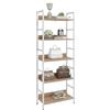 WOLTU Libreria Scaffale a 5 Livelli, Libreria Verticale Struttura in Metallo per Soggiorno/Camera da Letto/Studio, 60x27,5x160cm,Bianco + Rovere chiaro