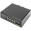 Digitus Switch Gigabit PoE+ di livello industriale a 8 porte con 2 porte uplink SFP, Non gestito, Gigabit Ethernet (10/100/1000), Supporto Power over Ethernet (PoE) DN651110