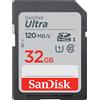 SanDisk Ultra, 32 GB, SDHC, Classe 10, UHS-I, 120 MB/s, Class 1 (U1) SDSDUN4-032G-GN6IN