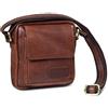 ROYALZ Borsello Tracolla vera Pelle per Uomo Borsa Piccola vero Cuoio Stile Vintage di Qualità Massaner Elegante Mini, Colore:Roma Cognac Marrone