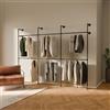 pamo Barra Appendiabiti da Parete in stile industriale - 196x222x32 cm - guardaroba aperto o porta abiti nero con tubi d'acqua per casa e per camera da letto