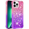 KBIKO-zxl per iPhone 13 Pro con Cordino, Glitter Bling Liquido Custodia Sparkly TPU Silicone Protettivo Morbido Brillantini Quicksand Cellulare Cover con iPhone 13 Pro.Pink Purple YBJ