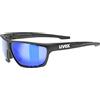 Uvex sportstyle 706, occhiali sportivi unisex, specchiato, campo visivo privo di appannamenti, black matt/blue, one size