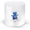 WD Lifestyle - Bicchiere in Vetro Borosilicato 250ml con Soggetto in Vetro Colorato Interno (Orsetto Azzurro)