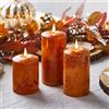 Lights4fun Set di 3 Candele LED Decorative Arancioni TruGlow®, a Pile per Uso in Interni, Decorazioni per Halloween