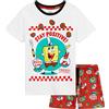 SpongeBob Squarepants Pigiama Bambino Pigiama Cotone Bambino 3-14 Anni Pigiama Corto Bambino Estivo a Maniche Corte e Pantaloncini Spongebob Gadget Regalo per Ragazzi (Bianco/Rosso, 4-5 Anni)