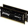 Kingston Technology FURY 32GB 3200MT/s DDR4 CL20 SODIMM (Kit of 2) Impact, 32 GB, 2 x 16 GB, DDR4, 260-pin SO-DIMM KF432S20IBK2/32