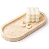 WORHE Italy - Vassoio ovale in marmo, piccolo, per gioielli, candele, profumo, nippes, bagno, cassettiera, cucina, organizer per la decorazione della casa, travertino beige BH102
