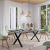 DEGHI Tavolo da pranzo 200x100 cm top grigio effetto pietra 38 mm e gambe a X 8x4 in metallo nero - Luxio