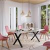 DEGHI Tavolo da pranzo 200x100 cm top effetto rovere bianco 38 mm e gambe a X 8x4 in metallo nero - Luxio