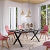 DEGHI Tavolo da pranzo 200x100 cm top effetto rovere grigio 38 mm e gambe a X 8x4 in metallo nero - Luxio