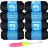 Samtress Brazilian Wool Hair Acrylic Yarn 8 Roll Natural Black