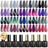 ROSALIND Smalto Semipermanente Unghie, 24 Pezzi Argento Grigio Nero Viola Rosso Colori Smalti Semipermanenti per Unghie, UV/LED Smalto Gel Unghie Magnetico Cat Eye Termico Manicure
