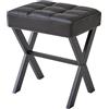 IBUYKE Sgabello quadrato di trucco con poggiapiedi X-Leg, sgabello poggiapiedi PU, sgabello sedile ottomano Vanity, multi-uso come piccolo tavolino, per camera da letto, soggiorno, nero L/G-71B
