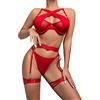 Generic Lingerie Sexydonna Hot Aperto Reggiseno Secret da Donna con Cuciture a Rete, Divertente Set a Tre Pezzi con Anello in Acciaio, Abito Sexy da Lavoro Lingerie Sexydonna Hot Aperto Reggiseno (Red, L)