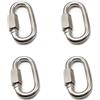 CHmiss 4Pcs Connettore A Vite In Acciaio Inox,Forma di D Quick,Blocco Moschettone Avvitabile,Link Connettore Rapido Moschettone,Moschettone Acciaio Inox,Moschettone A Vite,per Casa,Pesca