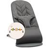 BabyBjörn Sdraietta Bliss, Tessuto, Trapunto a petalo, Antracite con Giochi per Sdraietta, Occhietti Vispi