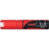 Uni-Ball 186421 - Pennarello per vetri e gesso UNI CHALK PWE-8K, 8 mm, punta a cuneo, rosso