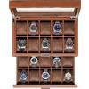 ROTHWELL Scatola per orologi in pelle con 20 scomparti, organizer per orologi di lusso, con chiusura a chiave, con grande ripiano in vero vetro, organizer per orologi da uomo e donna