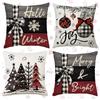 Jiahuade Natale Cuscino,Cuscini natalizi per Divano,4 Pcs Copricuscini Natalizi,Cuscino Natalizio,Federe Cuscini Natalizi,Cotone e Lino Biancheria Cuscini,per Divano per Natale Decorazioni ( 45 x 45 cm）