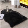 JXLOULAN Tappeto in pelliccia finta di pecora nera 75 x 120 cm, tappeto in pelliccia sintetica per arredamento camera da letto, soggiorno, sedia, divano