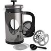 bonVIVO Caffettiera a Stantuffo French Press 8 Tazze (1000 ml) - Caffettiera in Vetro Borosilicato e Acciaio Inox per Caffè, Tè, Infusi e Cold Brew - Design Elegante Argento