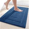 Homaxy - Tappeto da bagno in microfibra antiscivolo, lavabile, morbido, assorbente, per bagno - 60 x 120 cm, Blu Navy