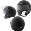 A-Pro Casco Jet Scooter Moto ECE 22-06 Doppia Visiera Parasole Nero Opaco XS