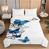 Surwin Trapuntino Copriletto Trapuntato Primaverile Estivo,Stile Moderno,Trapuntino in Morbida Microfibra con Stampa Farfalla 3D Leggero Coperta Letto Singolo Matrimoniale (Blu,150x200cm)