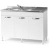 small Mobile Mobiletto Sottolavello Per Cucina Componibile Bianco Frassinato (85x50x120)