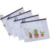 Pilipane tasca per file carina Borsa con cerniera in PVC Astuccio per matite trasparente Borsa per cancelleria di grande capacità per la scuola(3 cactus), Borsa per documenti con cerniera,