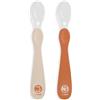 J Bimbi My Firt Spoon Cucchiaio in Silicone 6m+ colore Toffee e Beige, 2 cucchiai