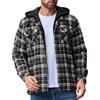 COOFANDY Giacca Camicia da Uomo Casual da Boscaiolo Camicia a Quadri con Cappuccio Giacca Invernale Spessa da Lavoro con Tasche Marrone Nero L