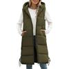 Vancavoo Gilet Lungo Donna Invernale Caldo Smanicato con Cappuccio Piumino Giacca Senza Maniche Imbottito Cappotto Gilet Leggeri con Zip,Nero,L